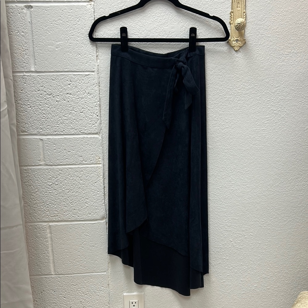 Lush Blue suede Midi Wrap Skirt for Work
